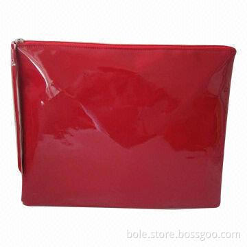 Promotional Zipper Cosmetic Bag for Ladies', Made of Wet PVC Material, OEM Orders Welcomed